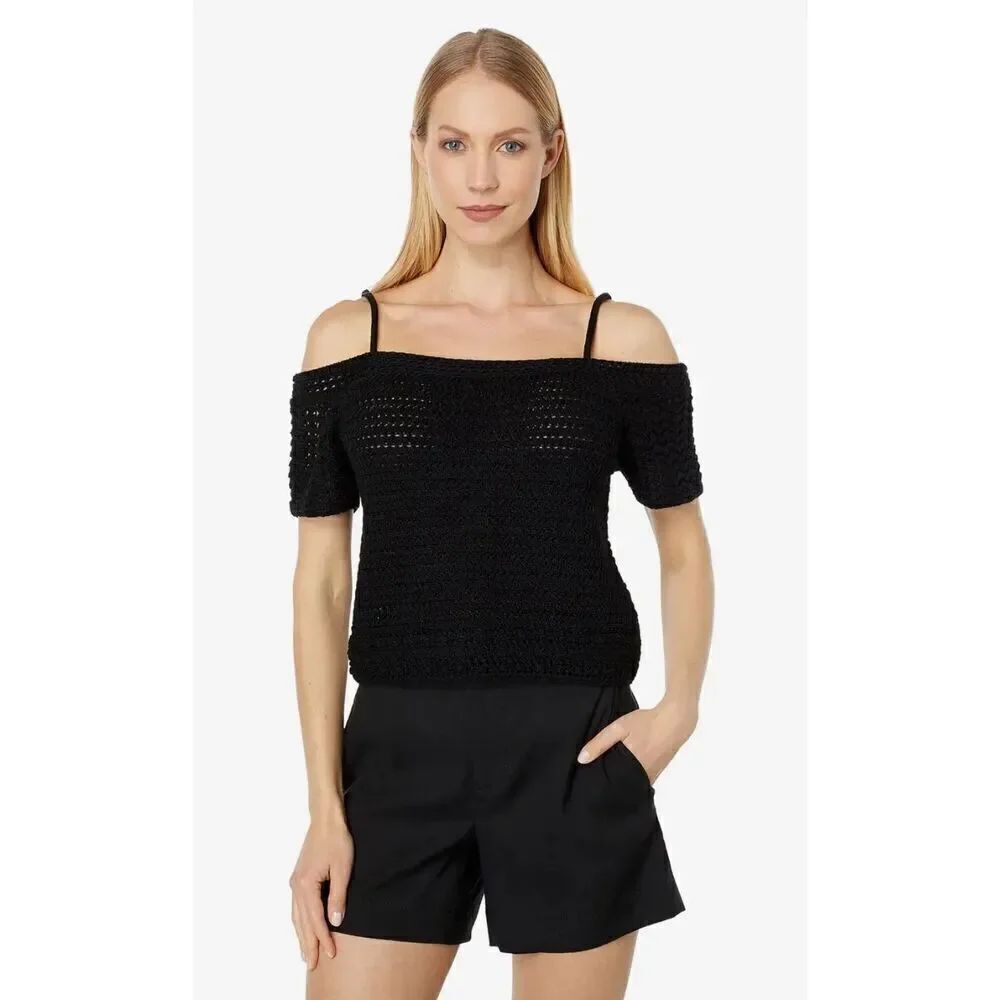 Vince Open Shoulder Organic Cotton Tank in Black NWT Size X-Small